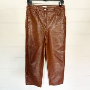 Like New Aritzia Wilfred Melina Cropped Vegan Leather Pants Patina Brown Size 8